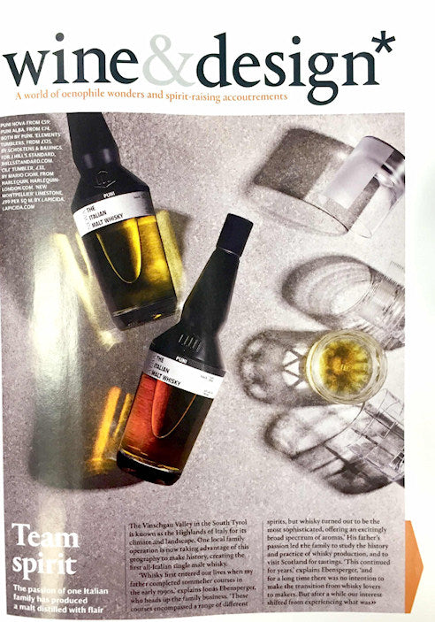 J Hill's Standard crystal used on the cover of wine&design magazine