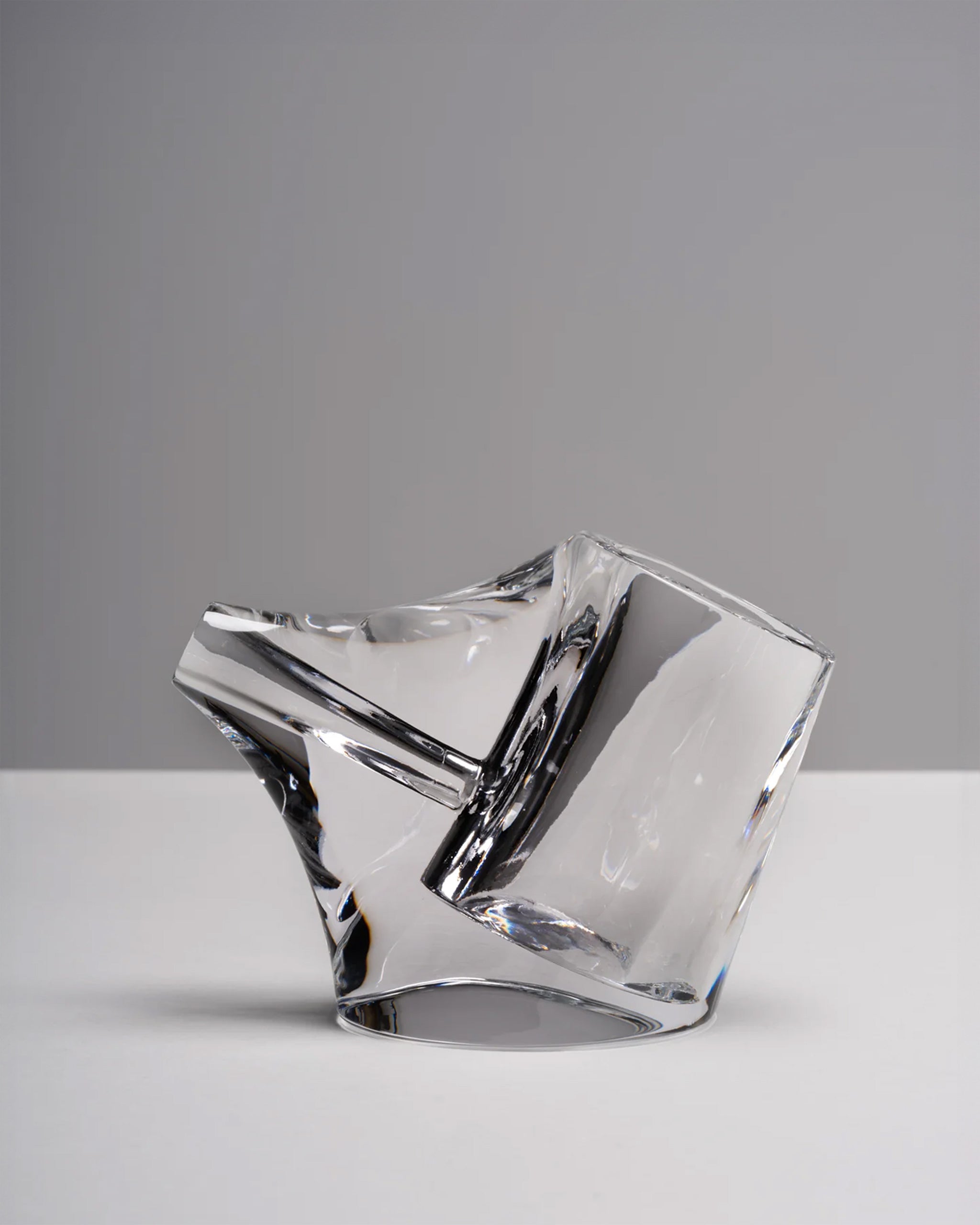 HopStep pot in lead crystal glass perfect for oil, sake, tea or infusing shown on a white background.