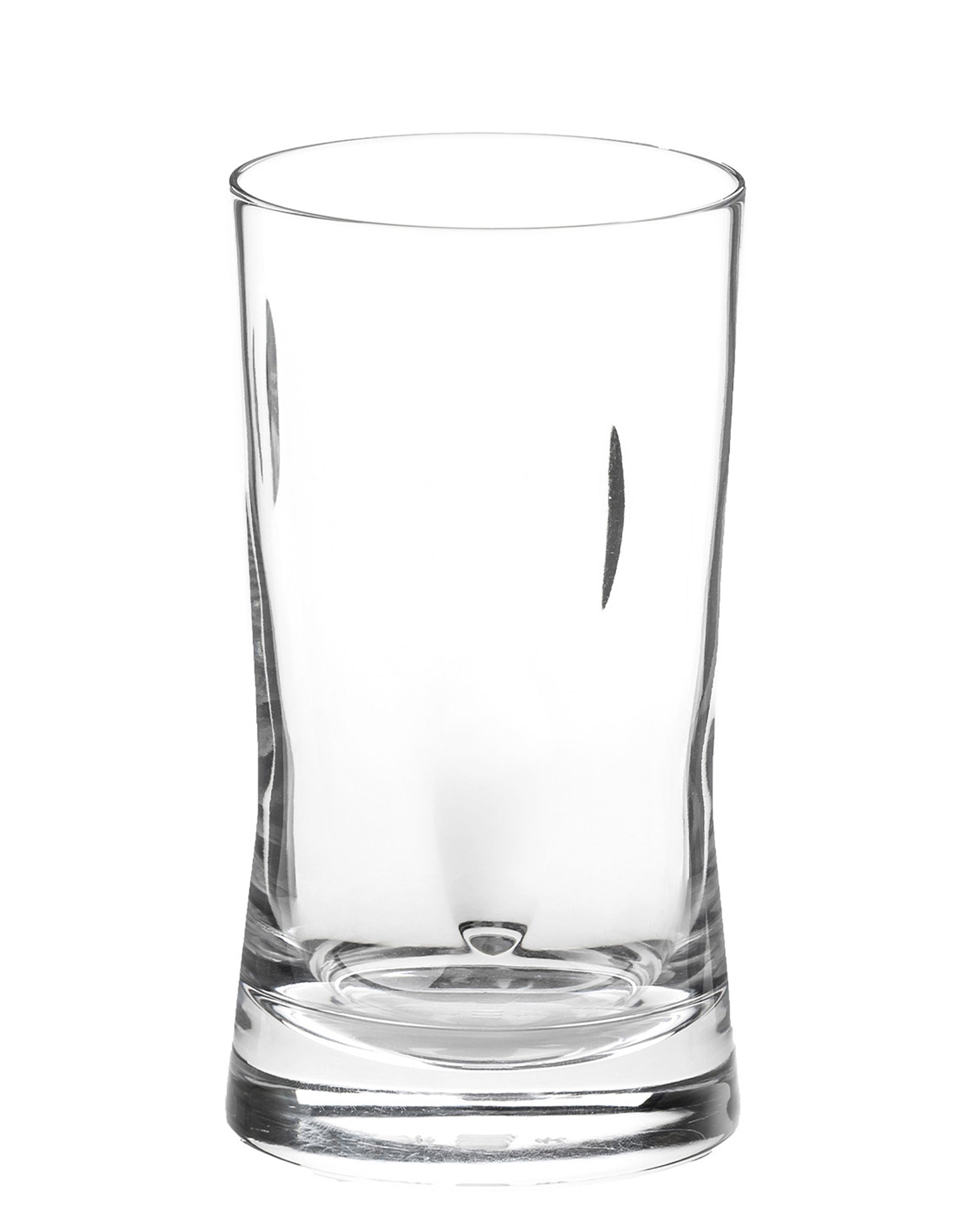 Polished hand-cut Irish crystal rocks tumbler glass with softly polished and sandblasted dew-cut detailing on a white background
