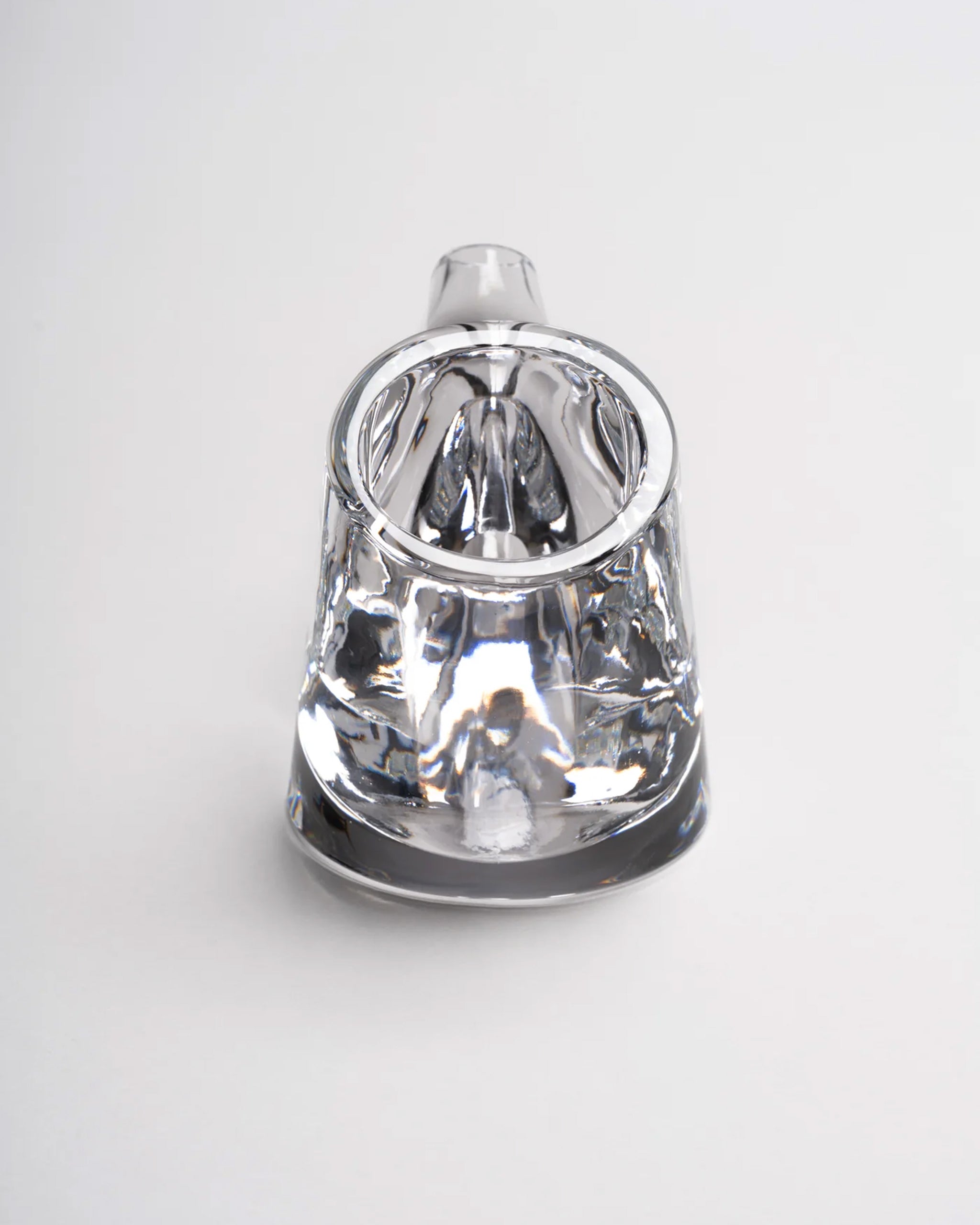 HopStep pot in lead crystal glass perfect for oil, sake, tea or infusing shown on a white background.