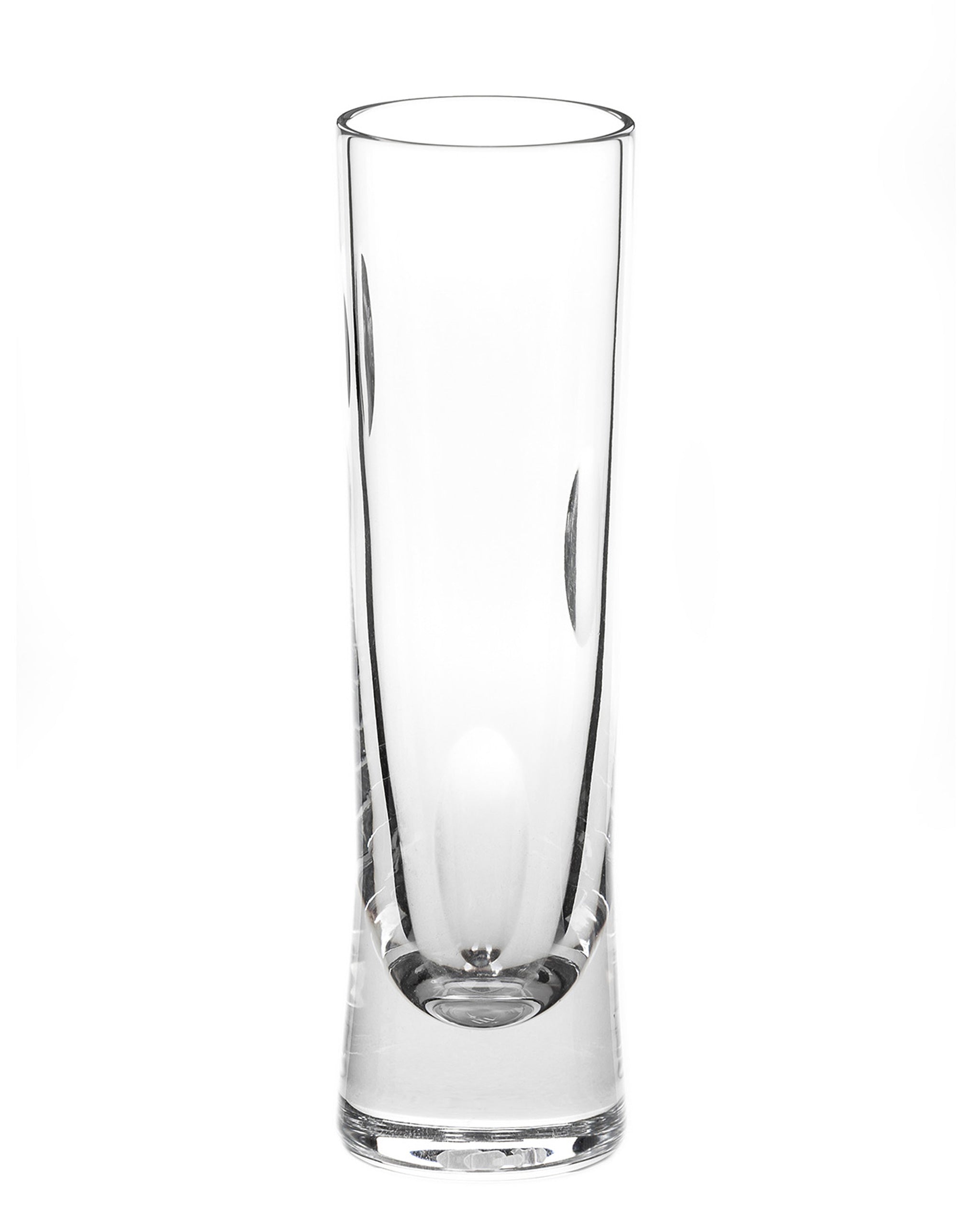Polished hand-cut Irish crystal champagne flute with softly polished and sandblasted dew-cut detailing on a white background
