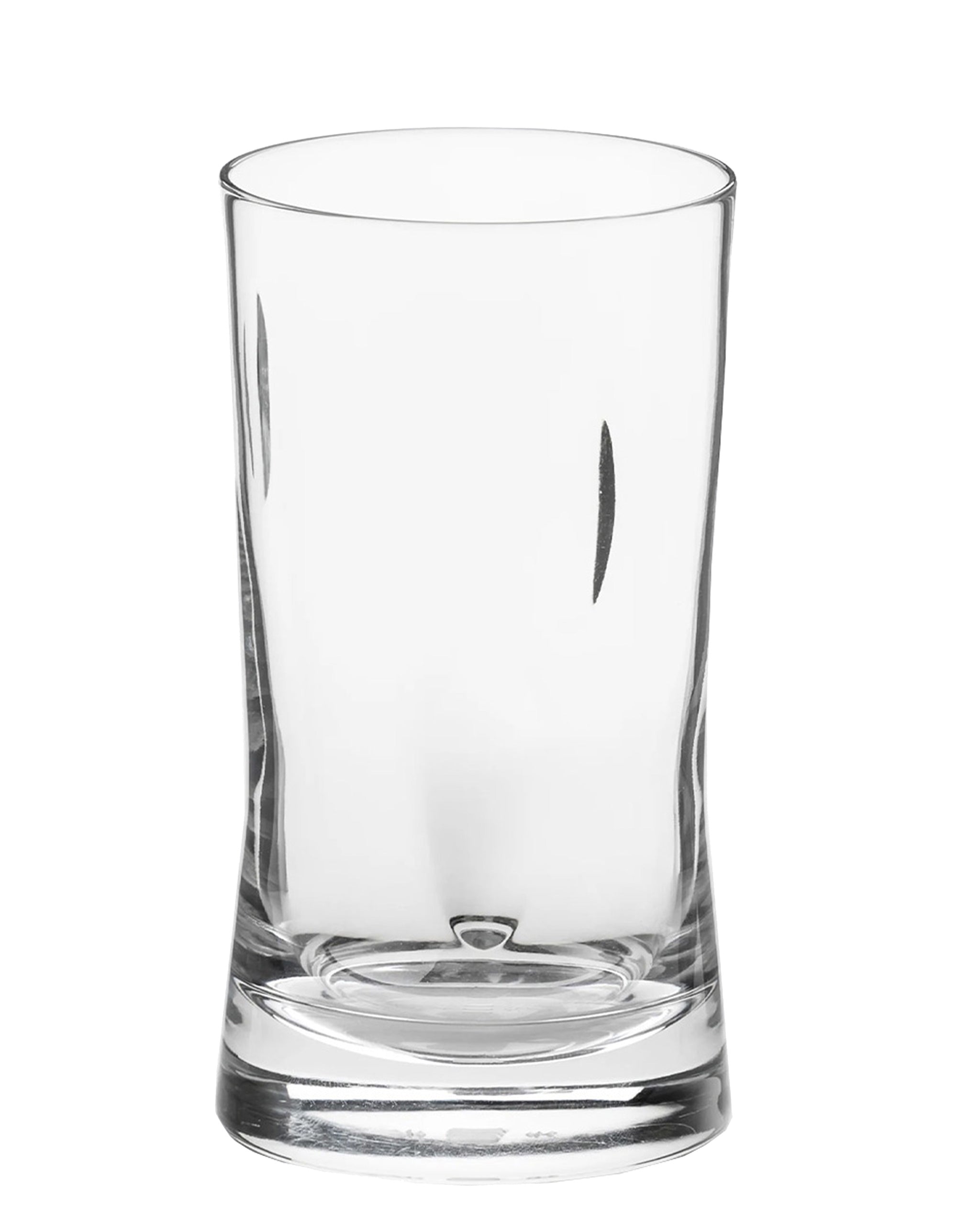 Polished hand-cut Irish crystal white wine or water glass with softly polished and sandblasted dew-cut detailing on a white background