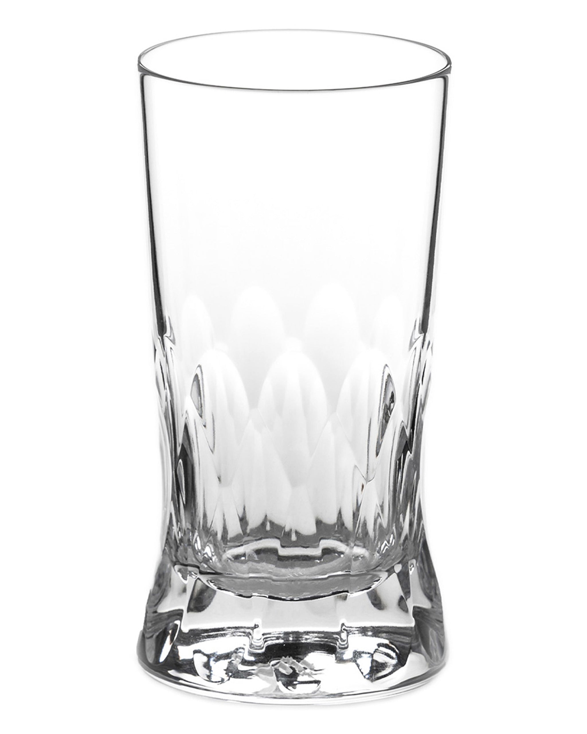 Polished Irish hand-blown crystal red wine glass, with interlocking cut patterns enhancing light and rich red wine colour